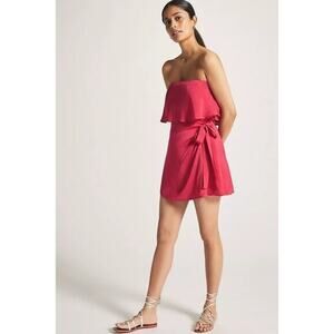 Anthropologie If by Sea satin pink wrap romper size xlarge